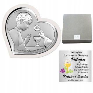 SOUVENIL NA SVÄTÉ prijímanie Strieborné prijímanie Obraz s rytinou CHLAPEC